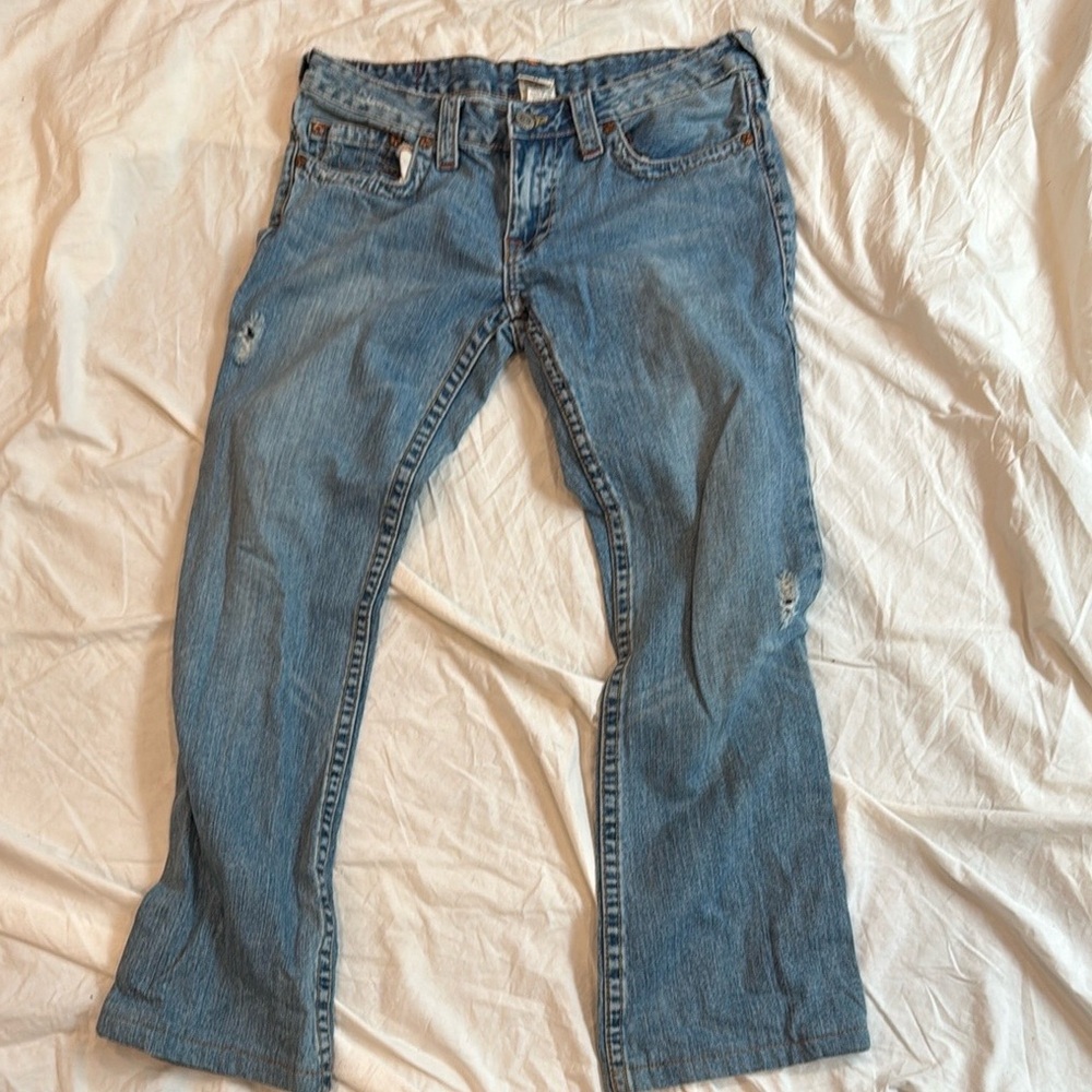 True Religion Women's Straight Leg Blue Jeans